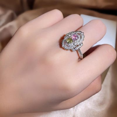 Platina Verguld Imitatie Moissanite Diamant Vierkante Ring Huwelijksaanzoek Simulatie Smaragd Prinses Vierkante Diamant Ring Adjustable opening beige