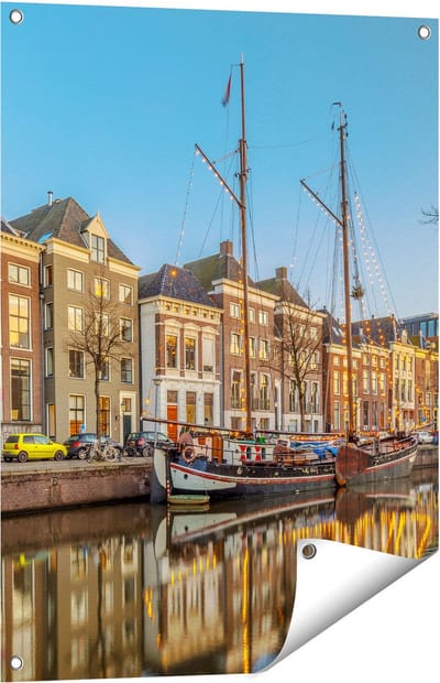 Gards Tuinposter Groningen Hoge der A Haven - 60x80 cm - Tuindoek - Tuindecoratie - Wanddecoratie buiten - Tuinschilderij