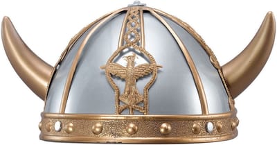 Rubies Viking verkleed helm - grijs/goud - kunststof - voor volwassenen - Verkleed accessoires/helmen