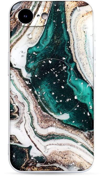Casemania Hoesje Geschikt voor Apple iPhone 16e - Groen - Marmer Back Cover met Camera Bescherming - Geschikt voor MagSafe