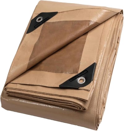 Waterdicht Afdekzeil - Beschermhoes Stevig - Tuin en Klussen - Scheurvast UV-gestabiliseerd - 3x4 Meter - Beige Kaki