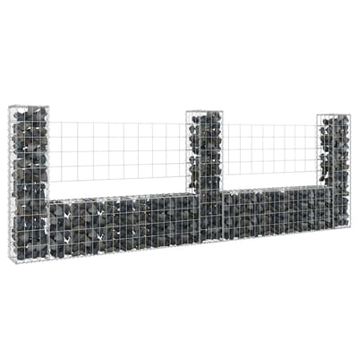 vidaXL - Schanskorf - U-vormig - met - 3 - palen - 260x20x100 - cm - ijzer