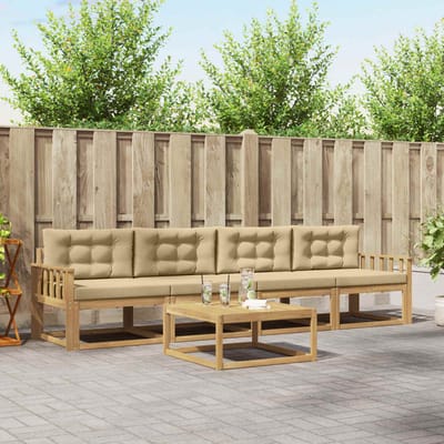 vidaXL - Buiten - bank - set - 4 - st - Wit - en - Beige