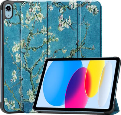 Hoesje - Geschikt voor Apple iPad A16/A18 (2022/2025/2026) - 10.9 & 11 inch (10e, 11e & 12e generatie) - Dun & Stevig - Hardcover Book Case - Trifold Bookcase Hoes - Hard Cover - Tablethoes - Bloesem