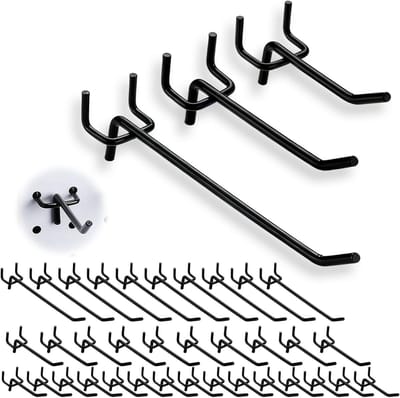 Gatenwandhaken - Pegboard haken Gatplaathaken - Gereedschap Organiseren - IJzer met Poedercoating - 50 stuks (5/10/15 cm) - Zwart