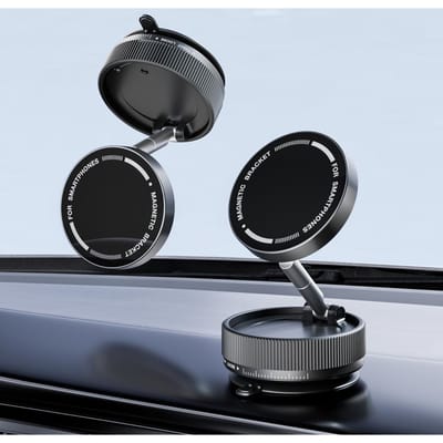 Magnetische telefoonhouder met vacuümzuignap voor Magsafe 360° rotatie zuignap navigatiestandaard beugel auto magnetische houder montage voor auto/glad oppervlak zwart