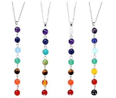 Edelsteen Chakra ketting 45 cm opgebouwd uit 7 edelsteen kralen van 8mm