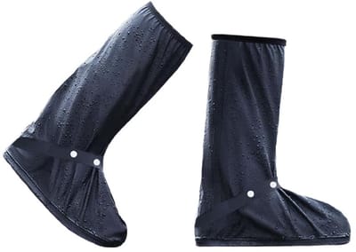 Dailygoods- Schoenhoezen Waterdicht - Antislip - Opvouwbaar - Herbruikbaar - Hoge Laarzen - Zwarte Kofferhoezen 28.5 cm - Overschoenen