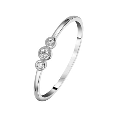 Lucardi Dames Ring met zirkonia - Ring - Cadeau - Echt Zilver - Zilverkleurig