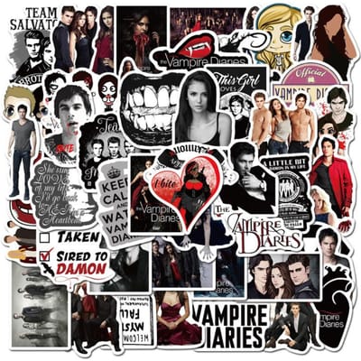 10 30 50 Stuks The Vampire Diaries Graffiti Klassieke Stickers Raam Muur Waterbeker Trolley Populair Skateboard Reis Koffer gray