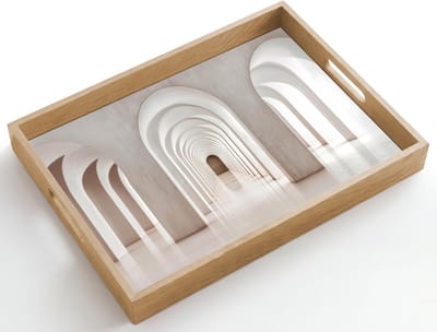 Dienblad hout 50x35 cm - Schootdienblad - Hal - Bogen - Symmetrisch - Modern - Borrelplank rechthoek - Plateau dienbladen