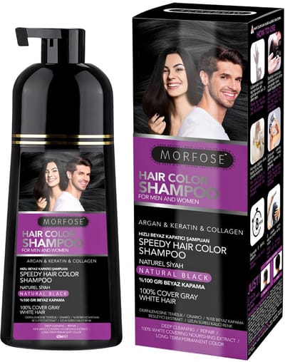 Morfose - Hair Color Shampoo For Men and Women Zwarte - 420 ml