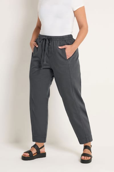 Yours Houtskoolgrijze Twill Taps Toelopende Broek Size 48