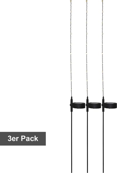 Star Trading Solar tuinspikes Flexy, LED, set van 3, buiten, padverlichting, zwart, schemersensor, warm wit, 80 cm
