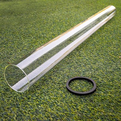 Terrasverwarmer, vervanging van glazen buis, 125,7 cm hoog, 10 cm diameter, met siliconen verbindingsring, compatibel met vierzijdige piramidevlam buitenverwarming, glazen buis terrasverwarming voor