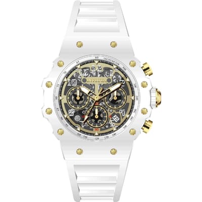 Invicta Racing 69649 Herenhorloge - Quartz Uurwerk - Acryl met Gouden Wijzerplaat - 43 mm