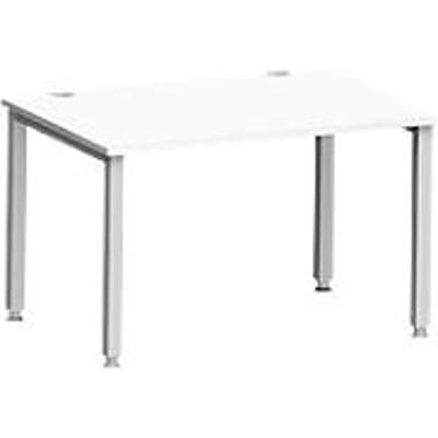 Bureau MODENA FLEX, rechthoekig, 4-poots vierkante buis, B 1200 x D 800 x H 720-820 mm, wit/wit aluminium