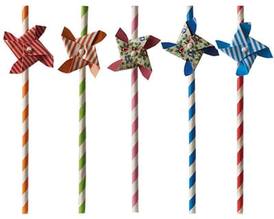 50 Drinkrietjes, papier Ø 6 mm · 20 cm assorti kleuren Windmill