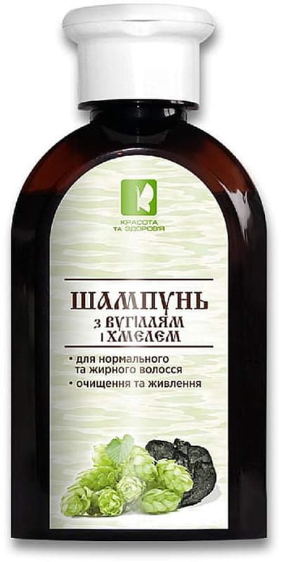 Natuurlijke shampoo met Houtskool en Hop tegen vet haar - onzuiverheden en jeuk - 250ml