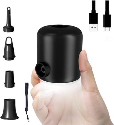 Belle's product-Oplaadbare draagbare luchtpomp met campinglamp - Voor luchtmatrassen, zwembanden & vacuümzakken-zwart-Belle's product