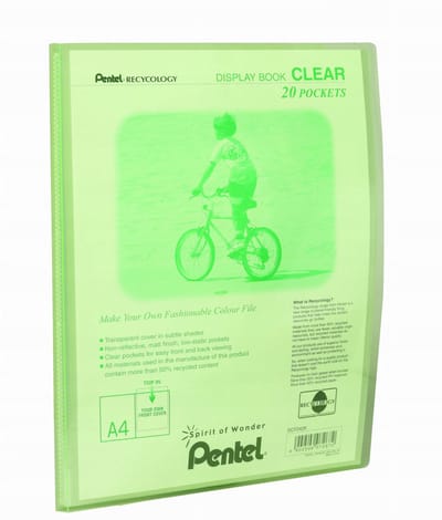 Pentel Clear Presentatiekaart A4, 20 Hoesjes, Lichtgroen (DCF242-C)