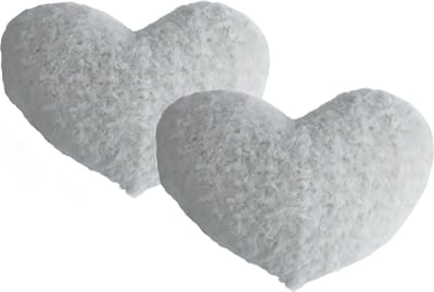 Atmosphera pluche bank kussen hartje vorm - 2x stuks - wit - 28 x 36 cm - Sierkussens - voor binnen