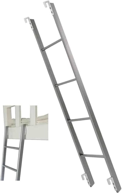 Hangladder Stapelbed - Metalen Camperladder - Veilig Klimmen - Verstelbare Haken - 150 kg Draaglast - Wit