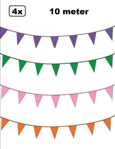 4x Vlaggenlijn 10 meter Foute party - Festival thema feest party verjaardag gala jubileum fun Proud to be Fout