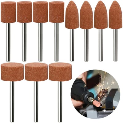 Dailygoods - 48 x korund slijppuntset, schacht slijpdoorn gemonteerd, Dremel schuuropzetstukken, polijstkop slijpset, boormachine, schuuropzetstuk voor dremel, steen slijpen, polijstkop voor slijpen, polijsten