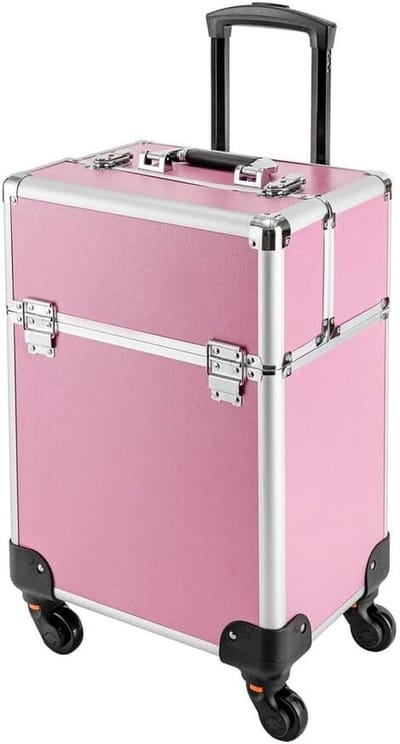 Professionele Cosmetica Trolley met Wielen en Slot - Multifunctionele Make-up Koffer met 4 Lades