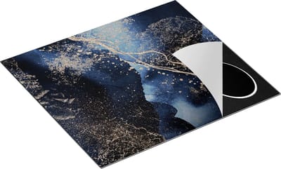 Chefcare Inductie Beschermer Abstracte Kunst - Zwarte Marmer met Gloed - 60x50 cm - Afdekplaat Inductie - Kookplaat Beschermer - Inductie Mat