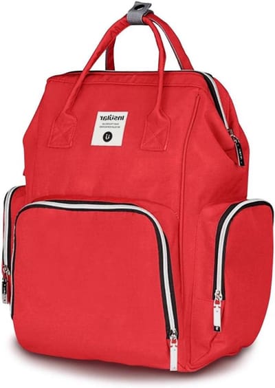 Luierrugzak - Mamadraagtas Organizer - Babyverzorging Onderweg - Waterdicht Oxford Doek - 26x15x41 cm - Rood
