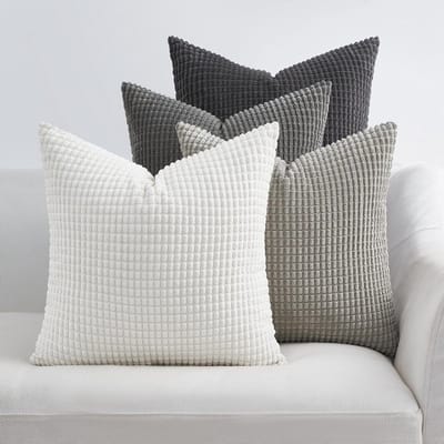 Decoratieve Zonnebed Kussens 45 x 45 cm Donkergrijs Gradient Super Zacht Ribfluweel Set van 4 voor Woonkamer en Slaapkamer
