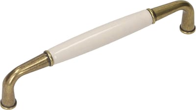 Gamet - Meubelgreep - Zwart Antiek - Porselein Wit - 128mm