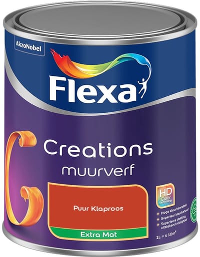 Flexa - Creations Muurverf Extra Mat - Puur Klaproos - Mengverf - 1 L