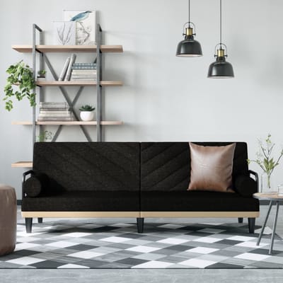 vidaXL - Slaapbank - met - armleuningen - stof - zwart