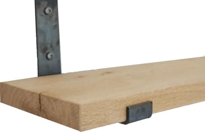 GoudmetHout® Wandplank Industrieel - 40 x 20 cm Muurplank - Eiken Hout - Decoratie Wandrek & Boekenrek - Hangplank Keuken - Wall Shelf + 2 Plankdragers van Ruw Staal
