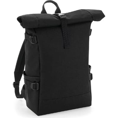 BagBase Block Roll-Top Backpack BG858 - Black/Black - 28 x 48 x 15 cm