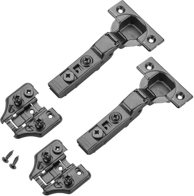2 x potscharnier T45 middenstop gedempt incl. montageplaat + schroeven, zwart