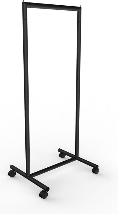 Kledingrek op wieltjes - Zwart - 60 cm Breed - 145 cm Hoog - Antikras Chroom Top