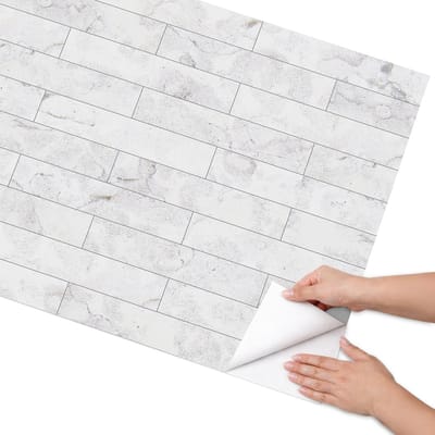 Coloray Meubel Wrap Folie - Wit Meubelfolie - 75x150 cm - Wrapfolie Keuken Marmeren bakstenen - Decoratiefolie - Minimalist Meubelfolie - Meubel Wrap Folie - Woonkamer decoratie - Texturen