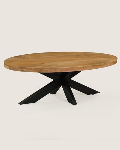 Salontafel 130 cm Mangohout – Ovaal – Industrieel