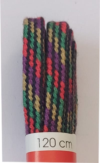 Ronilux Veter - Zwart/Paars/Rood/Groen/Beige - Meerkleurig - Plat - Lengte 120 cm - Breedte 6 mm - Schoenveter
