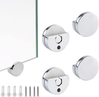 Set van 4 Wandspiegel Clip Haakjes voor 5mm Dikke Glasbevestiging met Schroeven en Docks