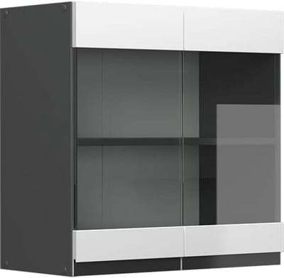 Wandkeukenkast 60 cm met Glazen Fronten Wit