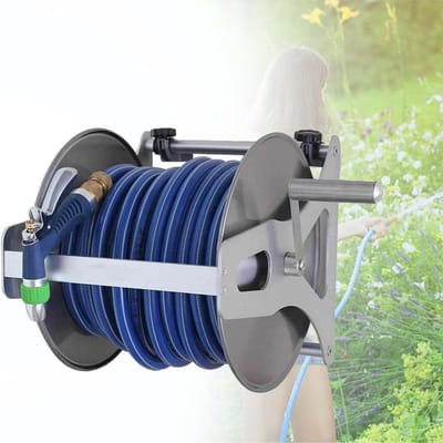 Slanghaspel - Tuinslanghouder - Tuin water geven - Wandmontage mogelijk - 15 Meter - Zwart
