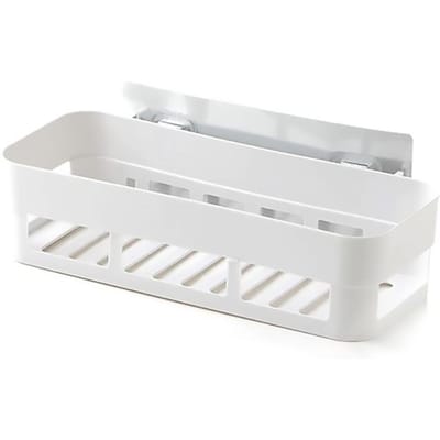 Panier de douche adhésif mural en plastique, étagère de rangement, organisateur pour salle de bain à domicile (blanc) blanc