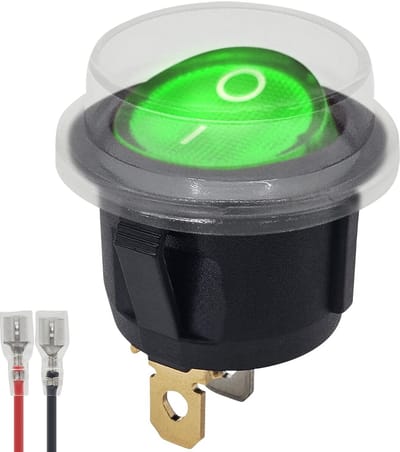 ProRide Wipschakelaar ON-OFF KCD2-220 - met Beschermkapje en Aansluitkabel - Rond - 3 pins - 250V/6A - Groen