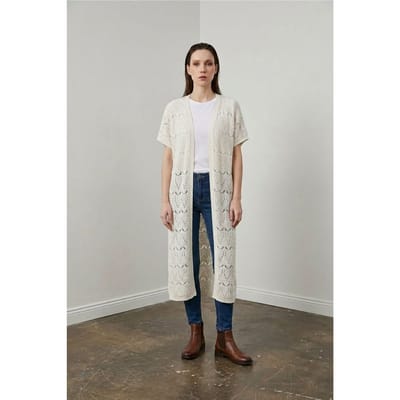 Lange Getextureerde Jacquard Cardigan