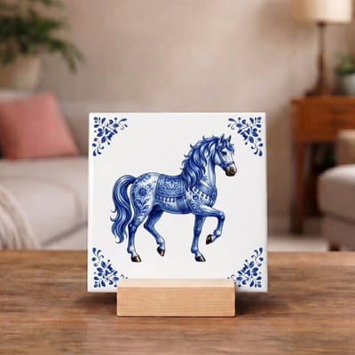 Delftsblauw Tegeltje 11x11 Paard – Origineel Cadeau voor Paardenliefhebber
